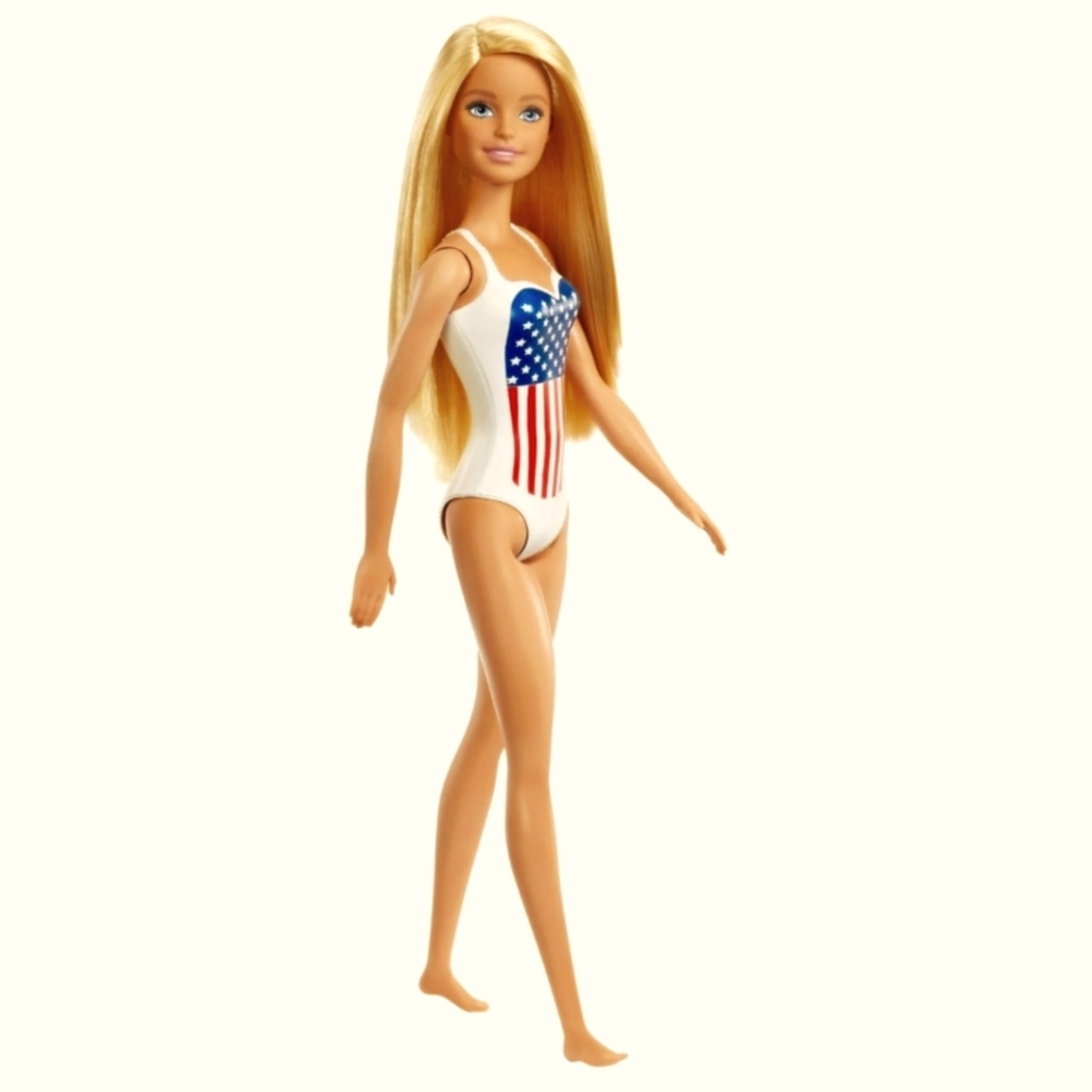 Barbie Doll Fashion Doll with American Flag Swimsuit